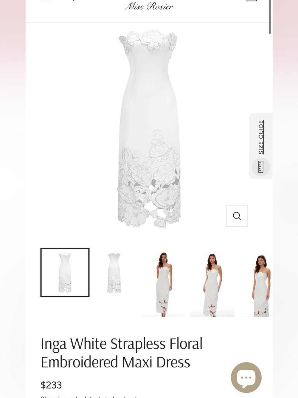 Miss Rosier White Strapless Floral Lace Midi Dress - Picture 3 of 7